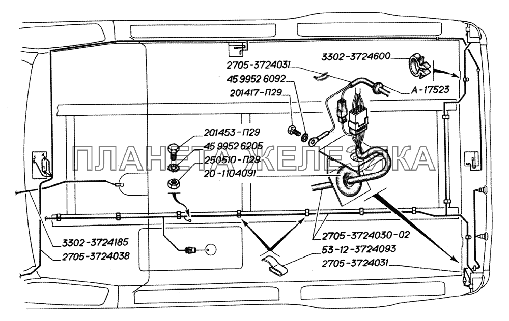 Электропровода (грузовой отсек) ГАЗ-2705 (дв. ЗМЗ-406)